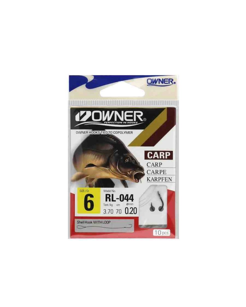 Kabliukai su pavadėliu Owner Carp RL-044