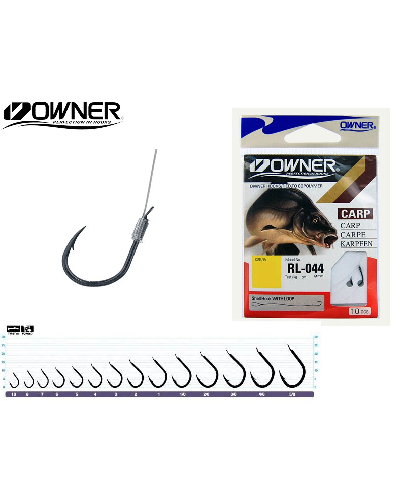 Kabliukai su pavadėliu Owner Carp RL-044