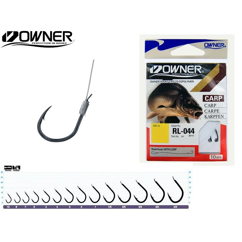Kabliukai su pavadėliu Owner Carp RL-044