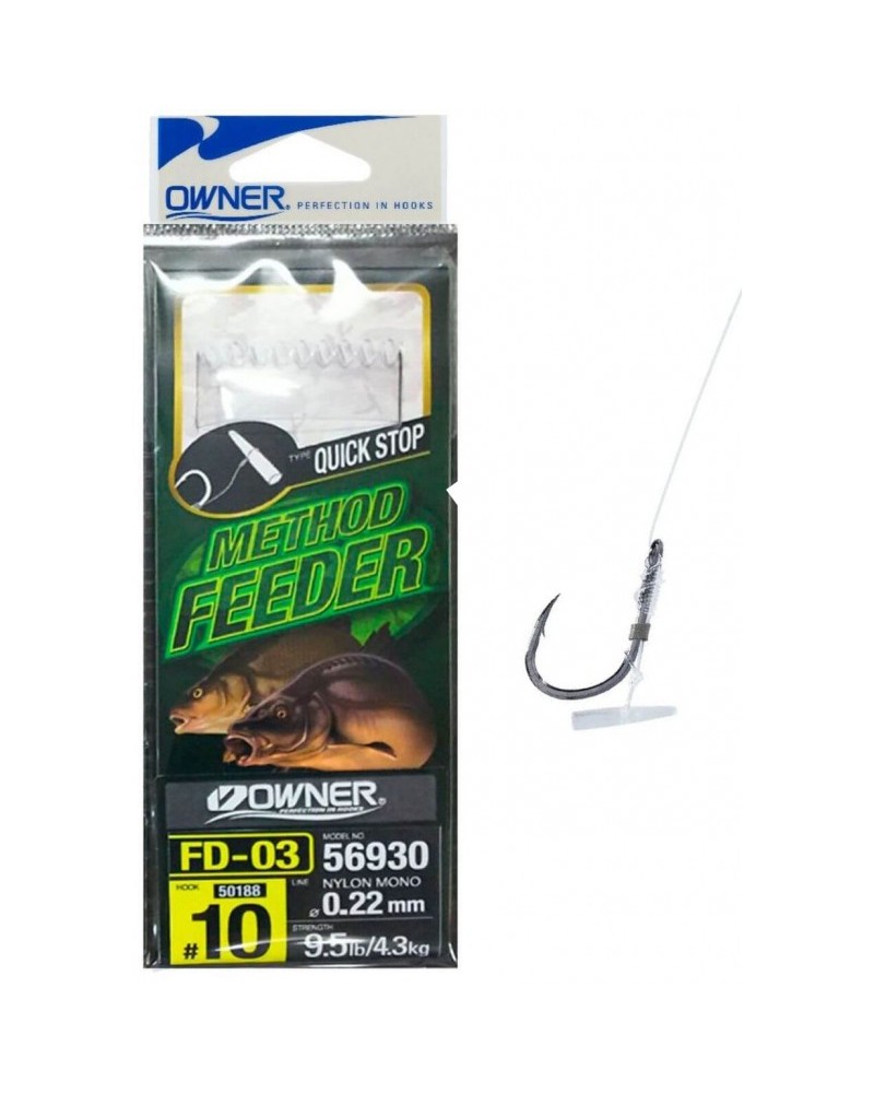 Kabliukai su pavadėliu Owner Method Feeder Quick Stop