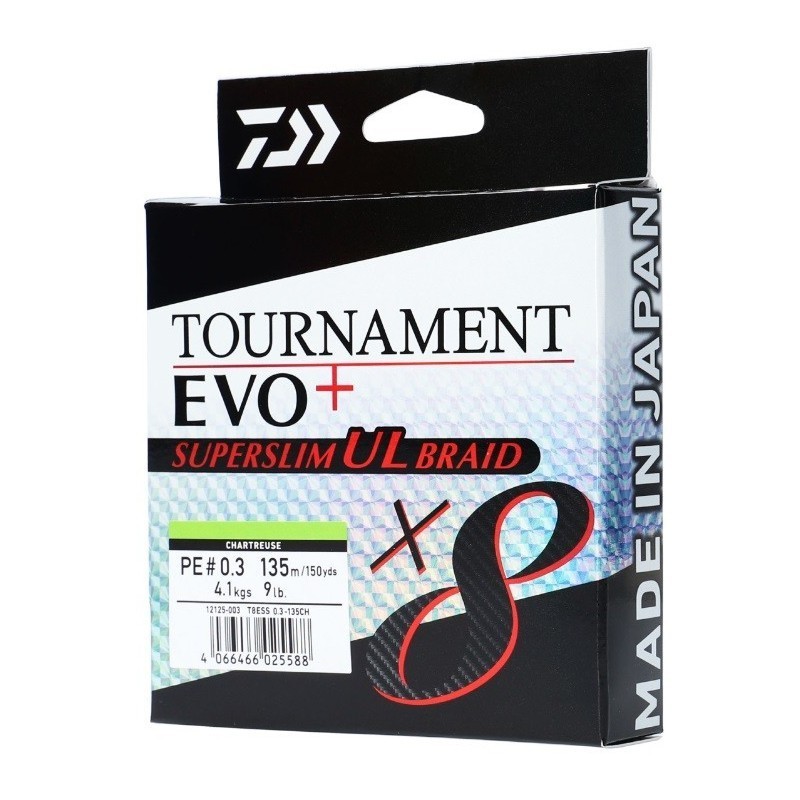 Pintas valas Daiwa TOURNAMENT X8 BRAID EVO+ SuperSlim UL