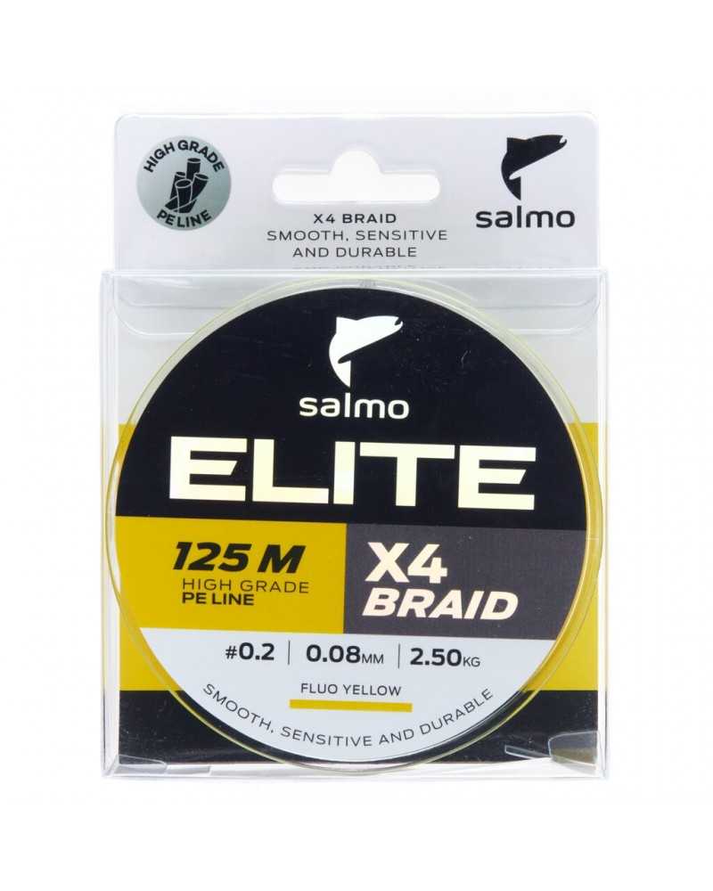 Valas pintas Salmo Elite X4 Braid Fluo Yellow 125m