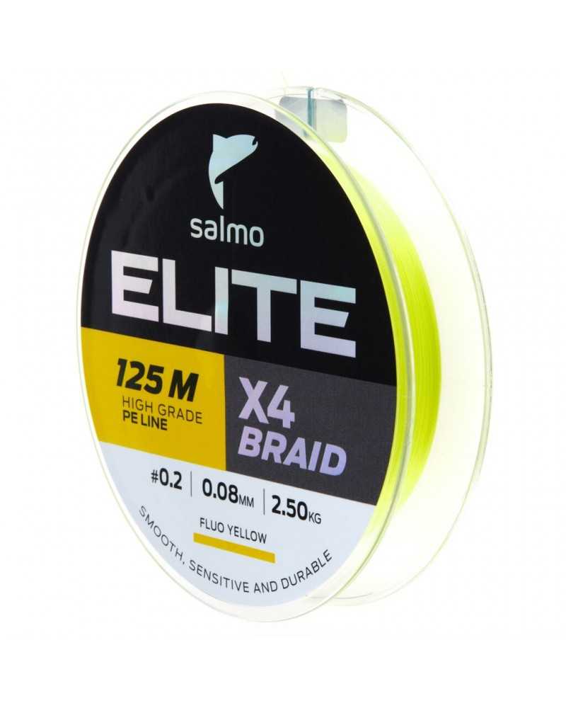 Valas pintas Salmo Elite X4 Braid Fluo Yellow 125m