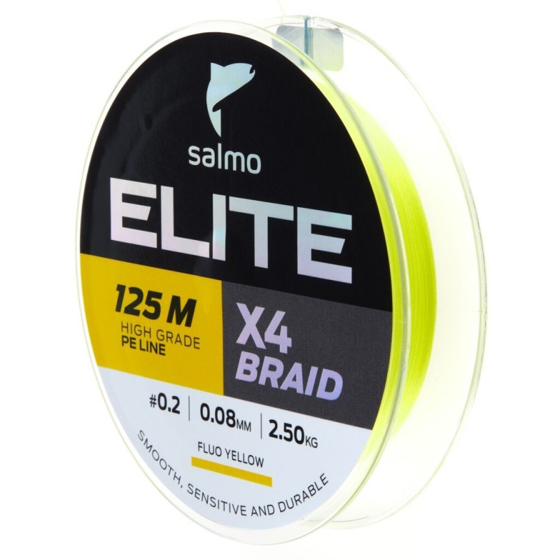 Valas pintas Salmo Elite X4 Braid Fluo Yellow 125m