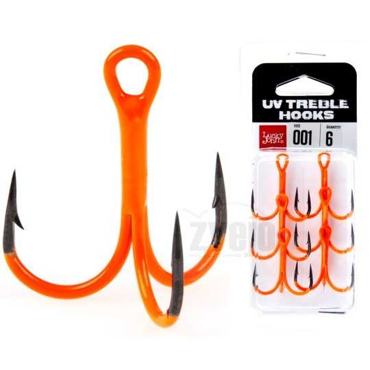 Kabliukai trišakiai Lucky John Orange UV
